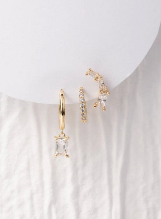Earring set, gold earring set, hoop earring set, trendy earring set