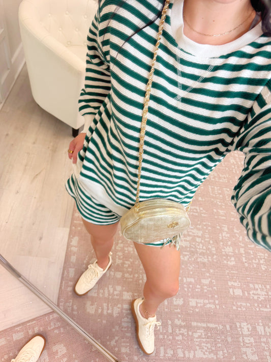 short set, top and shorts set, set, striped set. long sleeve set