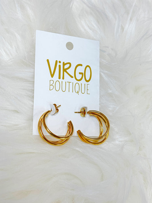 triple hoop earrings, hoop earrings, gold hoops