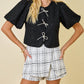 holiday top, trending top, sequin top, bow top