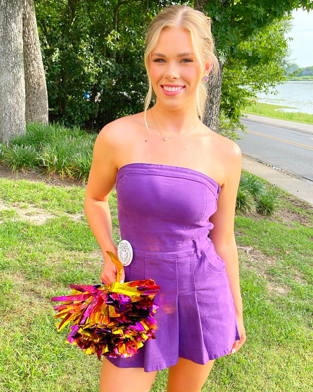 Strapless Pleated Romper