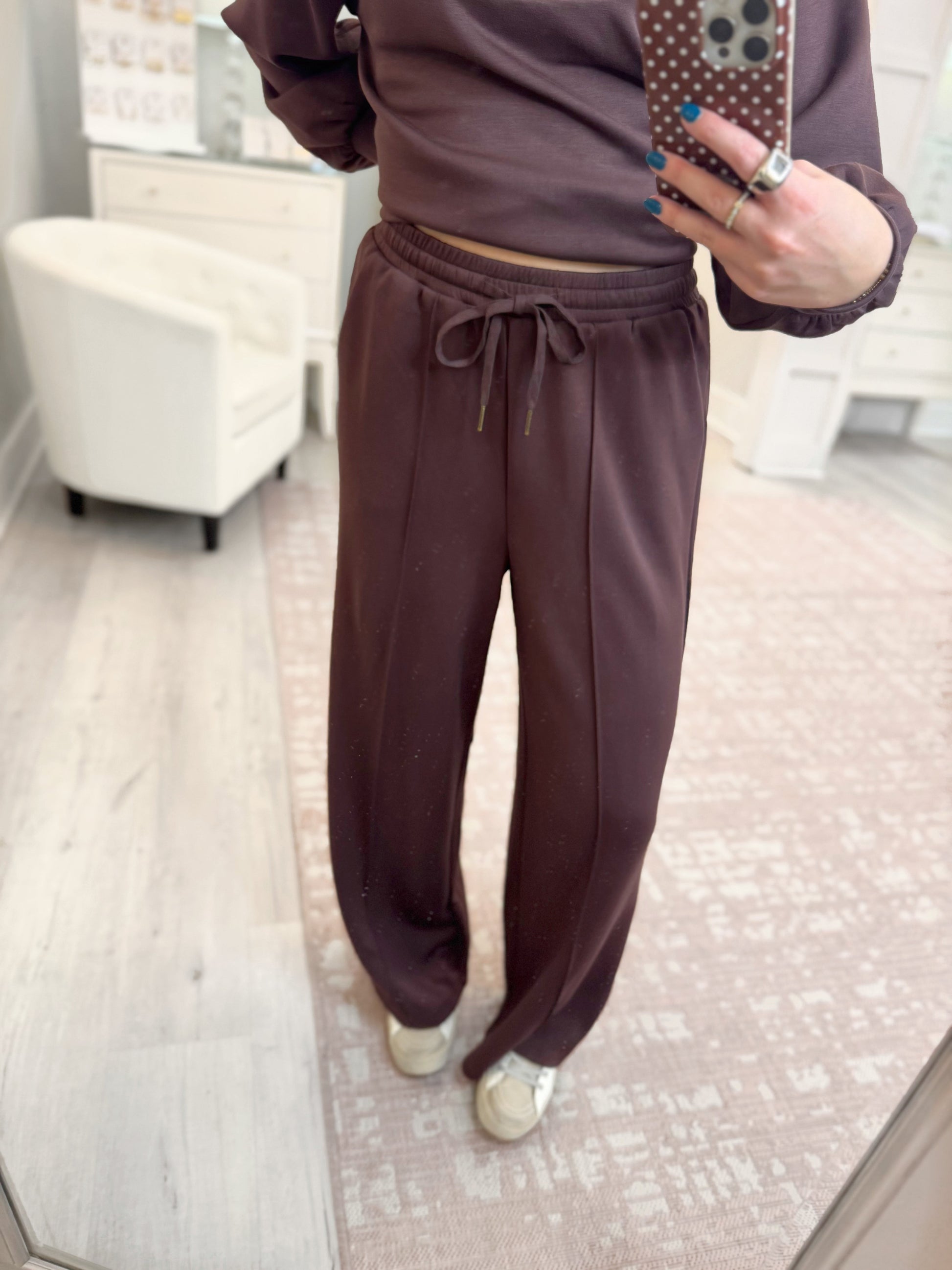 Wide leg pants, womens pants, scuba pants, adjustable drawstring wide leg pants, pleated pants, comfy wide leg pants, ENTRO set, ENTRO pants, Scuba feeling pants, matching pants