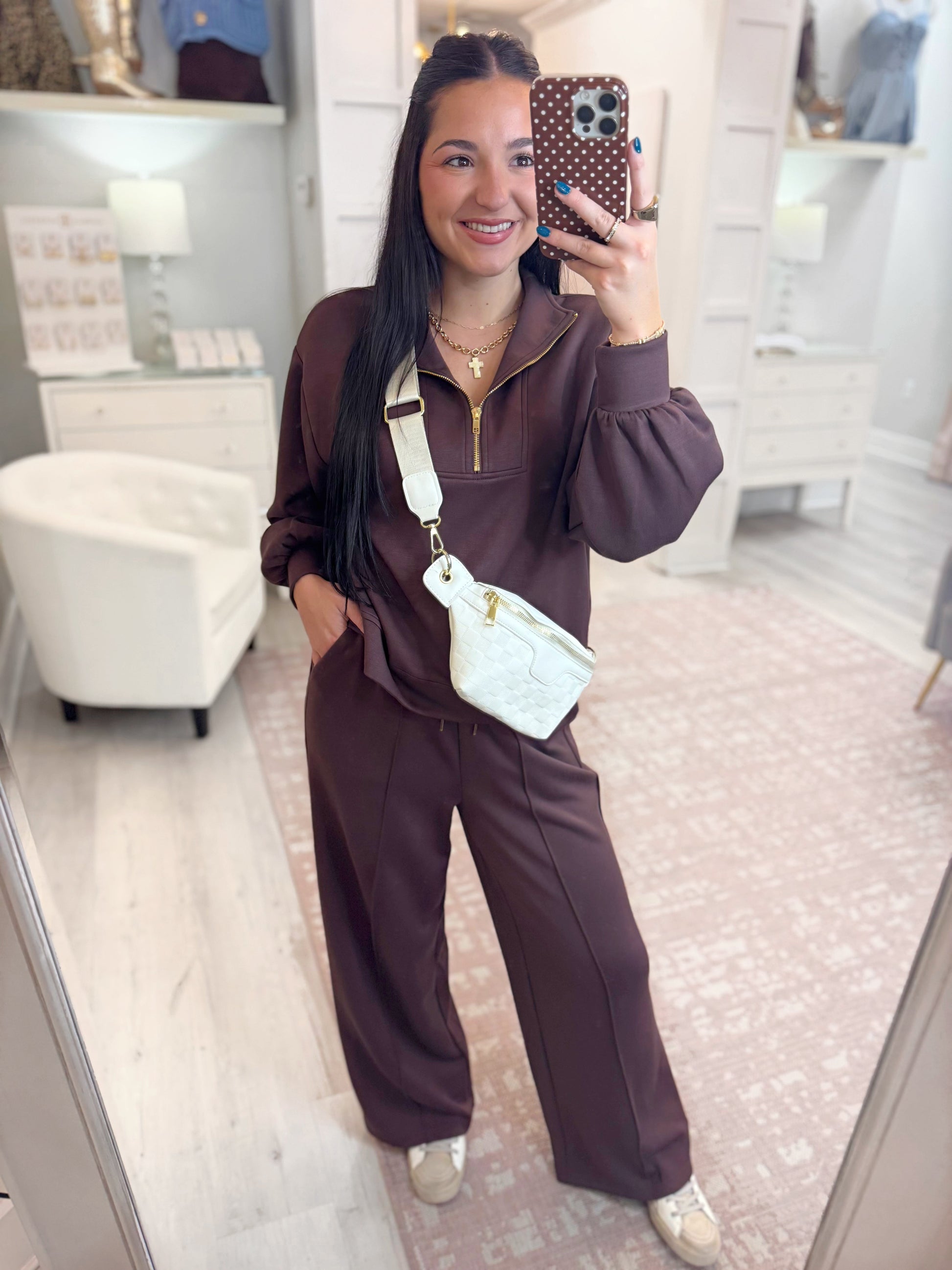 Wide leg pants, womens pants, scuba pants, adjustable drawstring wide leg pants, pleated pants, comfy wide leg pants, ENTRO set, ENTRO pants, Scuba feeling pants, matching pants