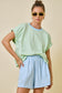 Silvy Striped Elastic Sleeve Top