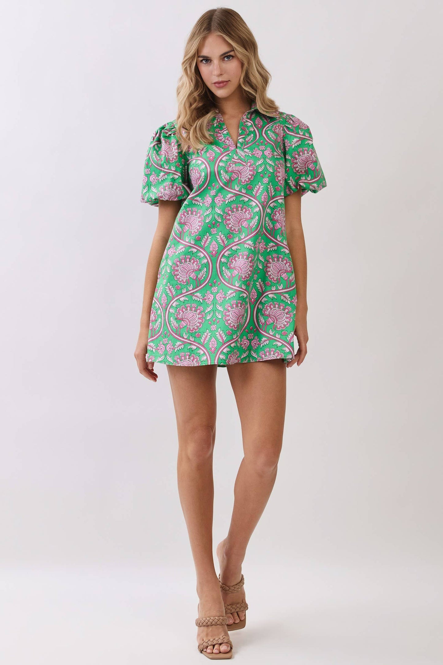 Paisley Puff Sleeve Dress