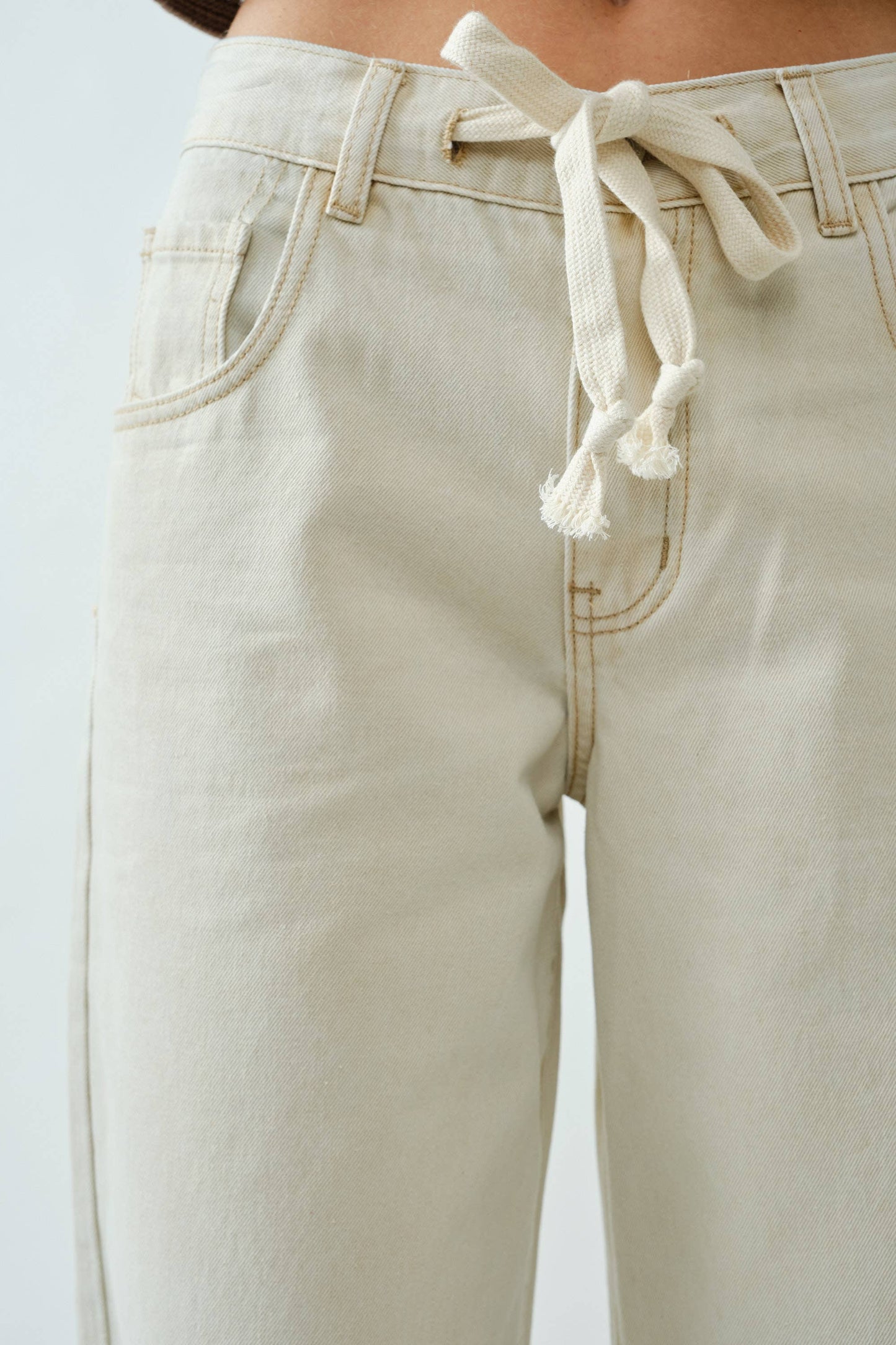 Drawstring Waist Straight Jeans