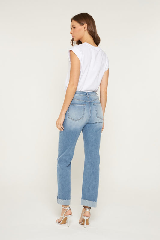 High Rise Straight Leg With Cuffed Hem