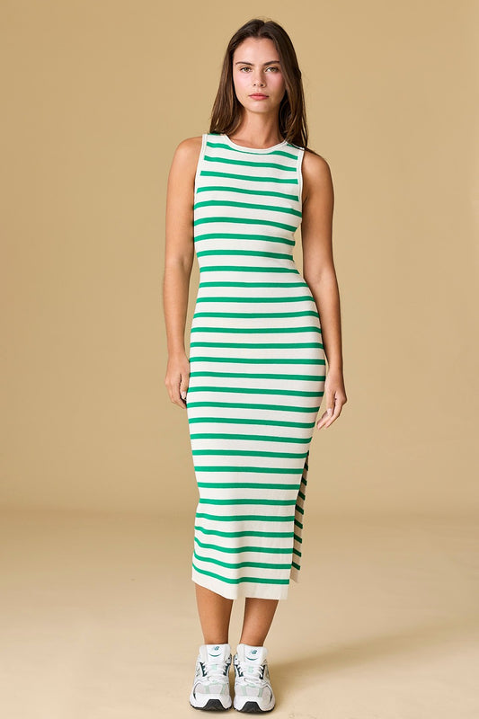 Sleeveless Striped Midi Dress