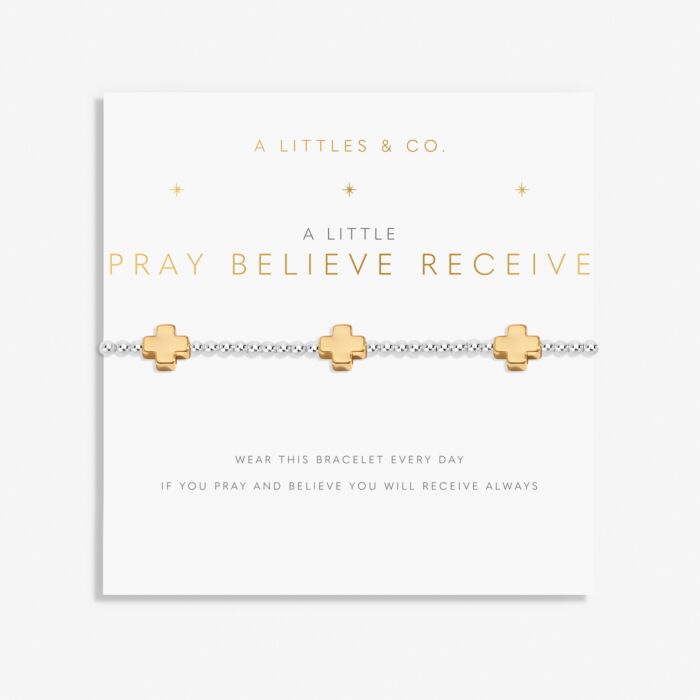 Pray Believe Receive Cross Bracelet