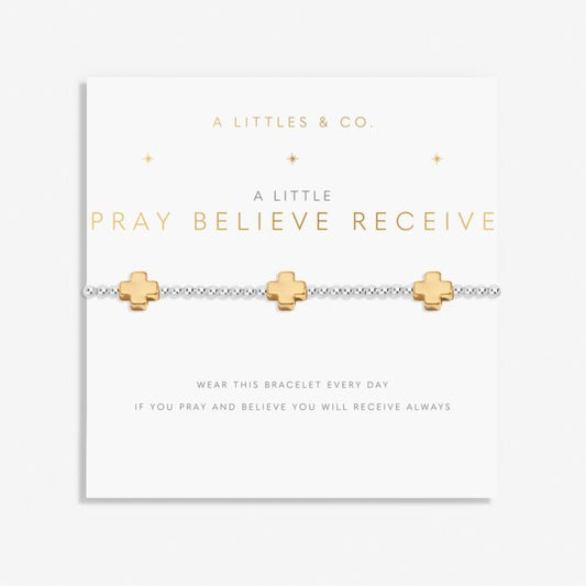 Pray Believe Receive Cross Bracelet