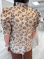puff sleeve top, woman's puff sleeve top, dressy puff sleeve top, boutique blouse, dressy blouse, animal print blouse, boutique top, classy short sleeve top