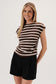 Barb Boat Neck Side Ruching Striped Top