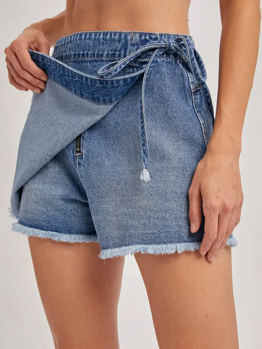 Grace Frayed Hem Denim Skort