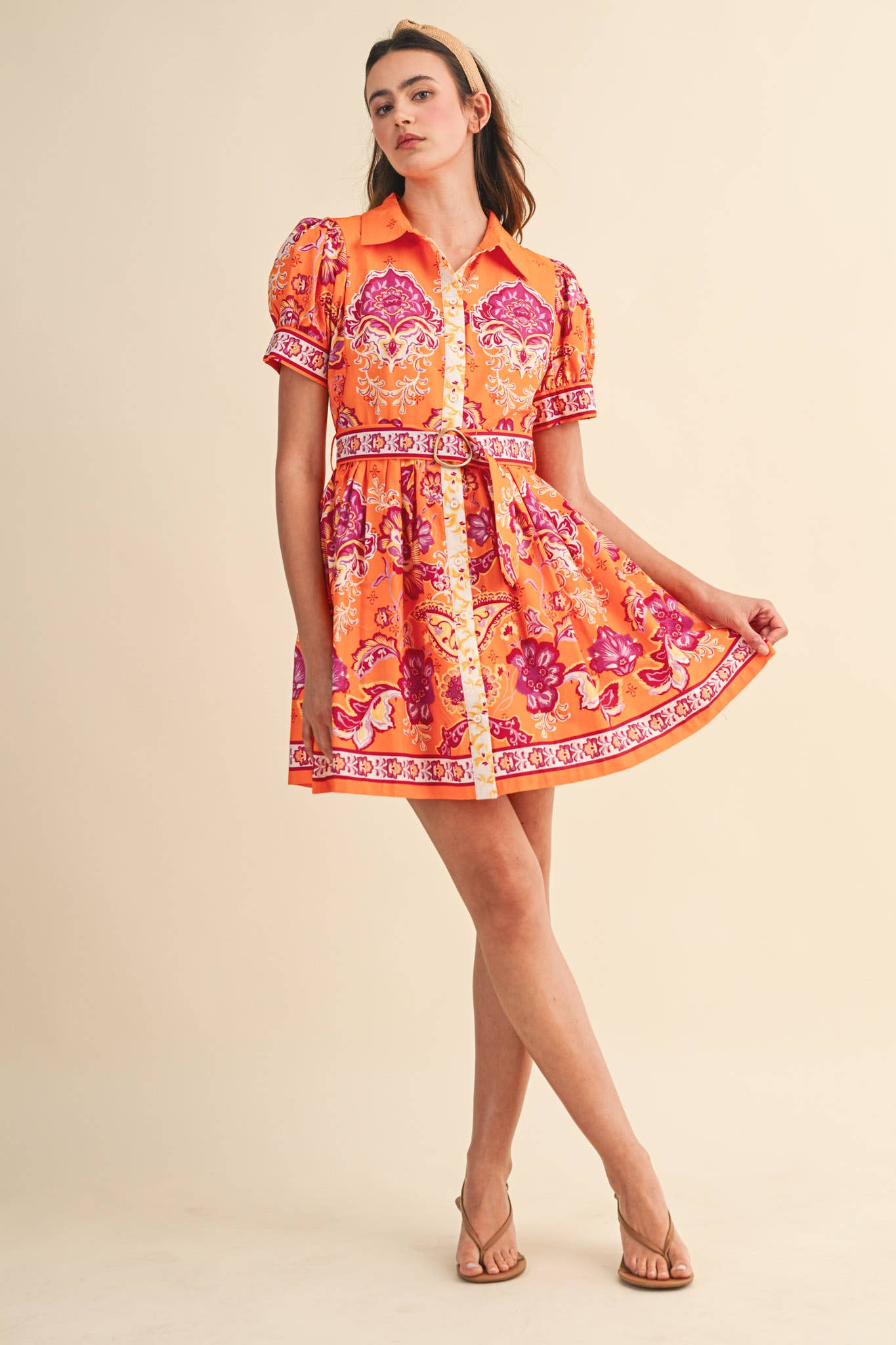 Remi Paisley Belted Dress