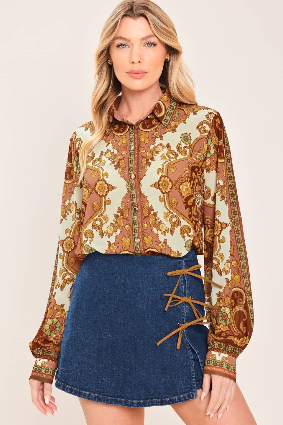 Whitnee Printed Collared Top