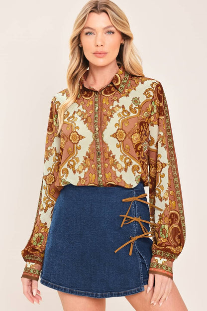Whitnee Printed Collared Top
