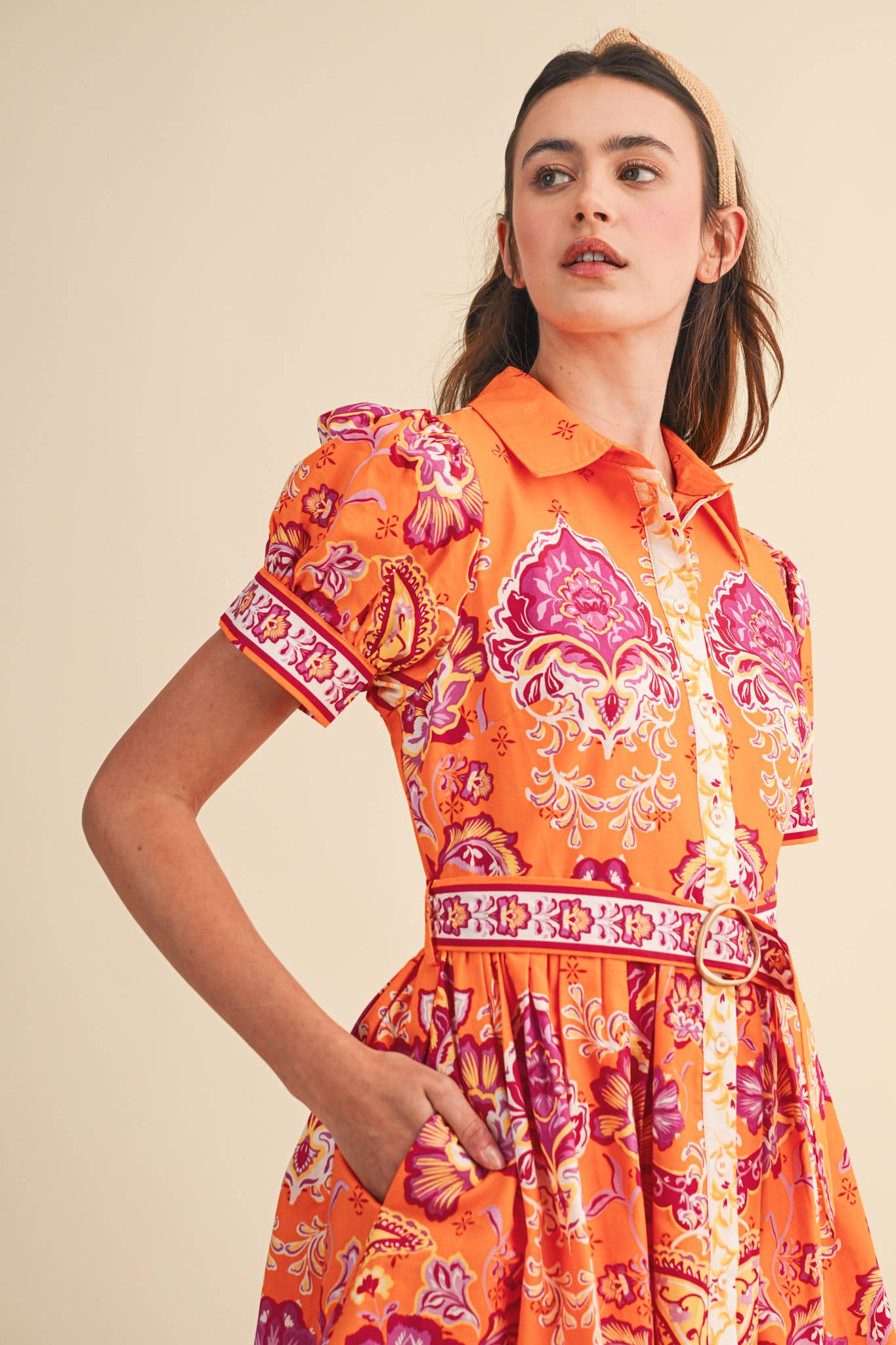 Remi Paisley Belted Dress