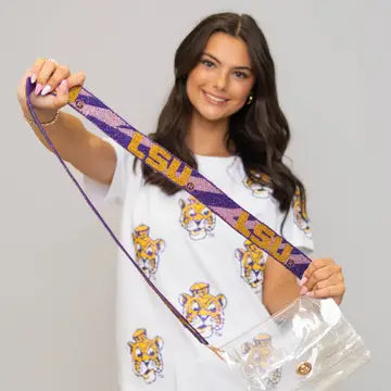 LSU Tiger Striped Beaded Purse Strap
