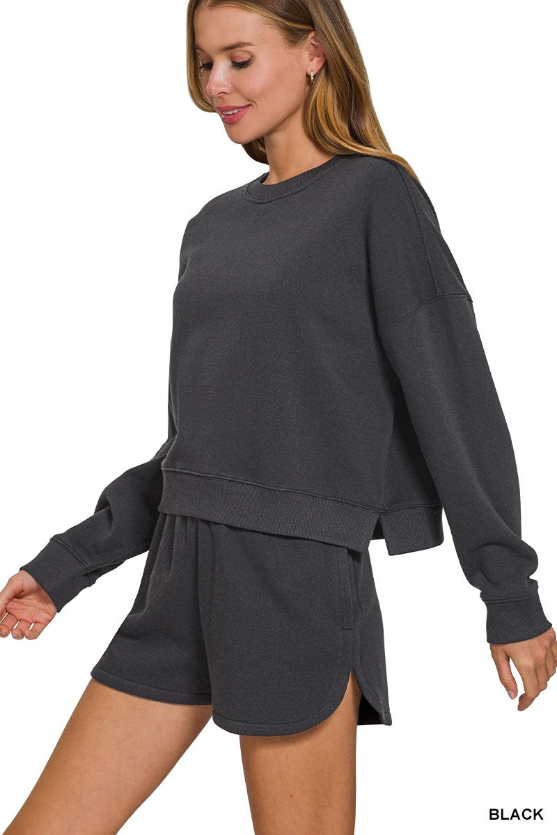 Fleece Long Sleeve & Shorts Set