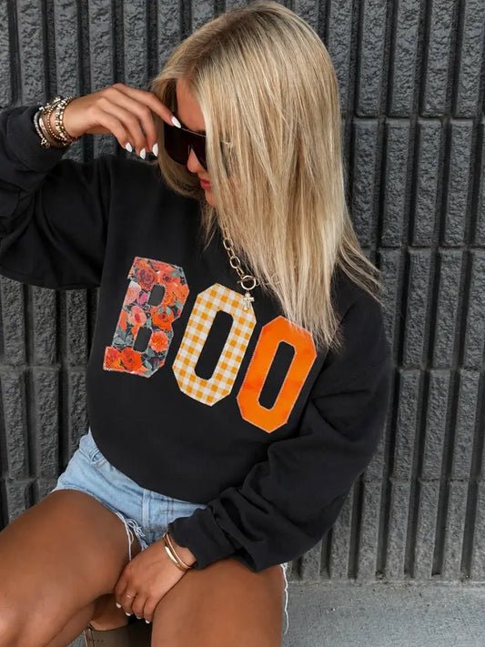 Boo Embroidered Patch Sweatshirt