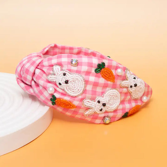Gingham Bunny & Carrot Headband