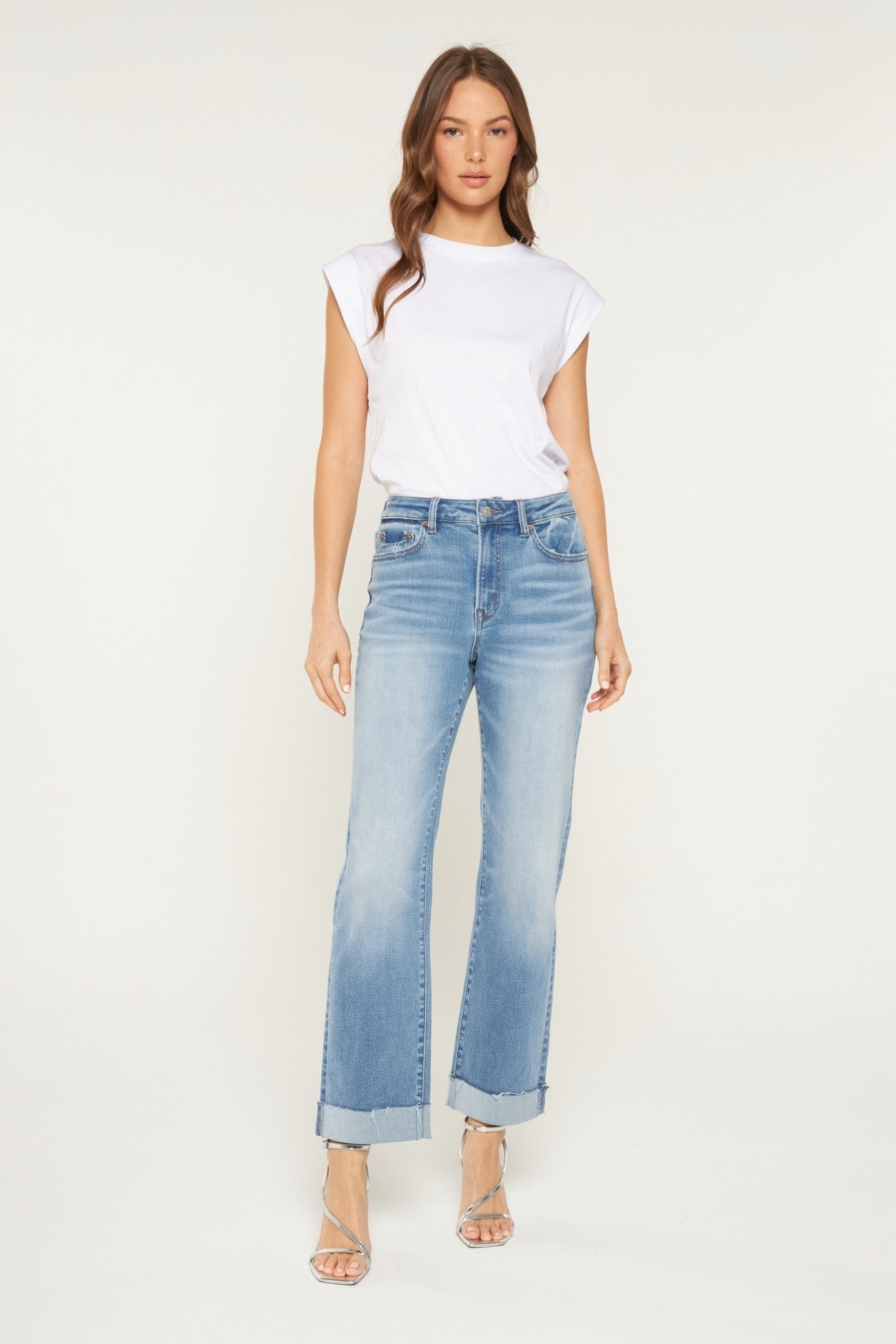 High Rise Straight Leg With Cuffed Hem