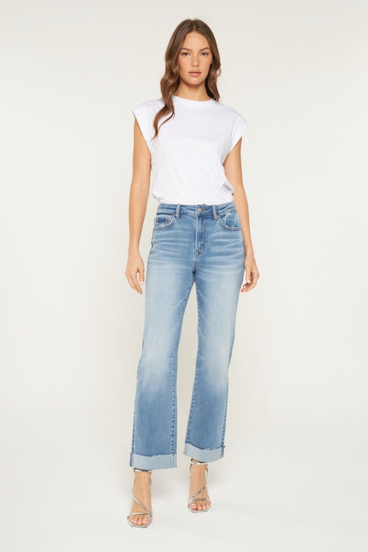 High Rise Straight Leg With Cuffed Hem