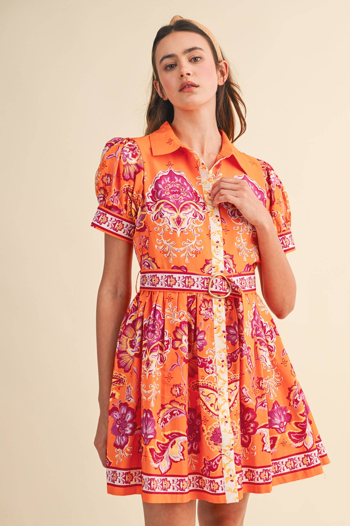 Remi Paisley Belted Dress