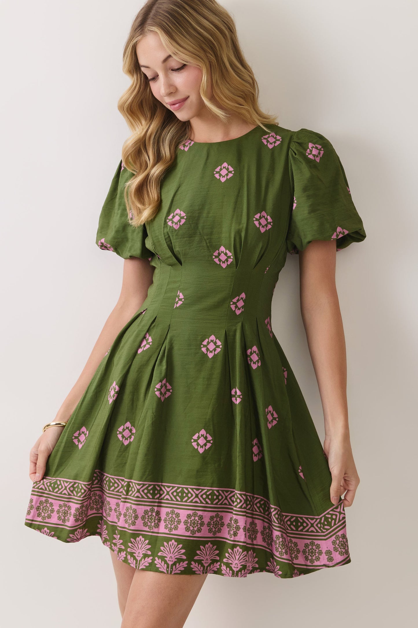 Chantelle Printed Puff Sleeve Mini Dress