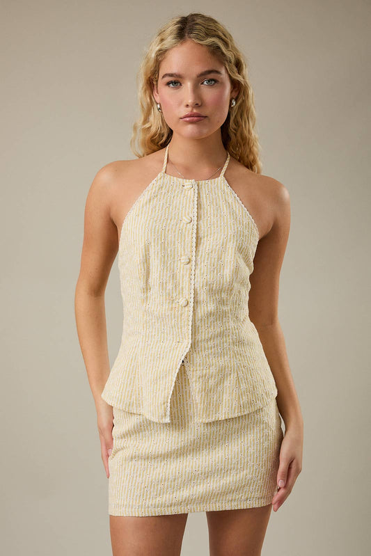 Halter Neck Button Front Top