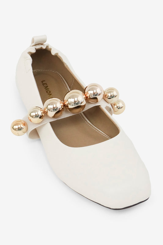 Beaded Square Toe Flats