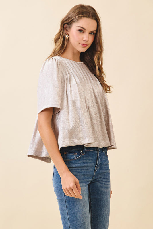 Pleated Metallic Top