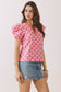 Geometric Print Puff Sleeve Top