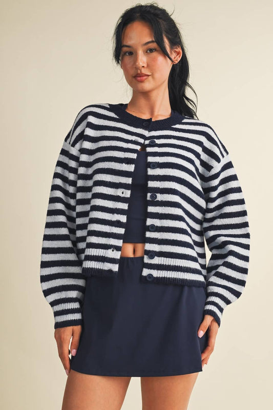 Heather Striped Cardigan Sweater