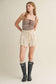 Frayed Hem Paperbag Shorts