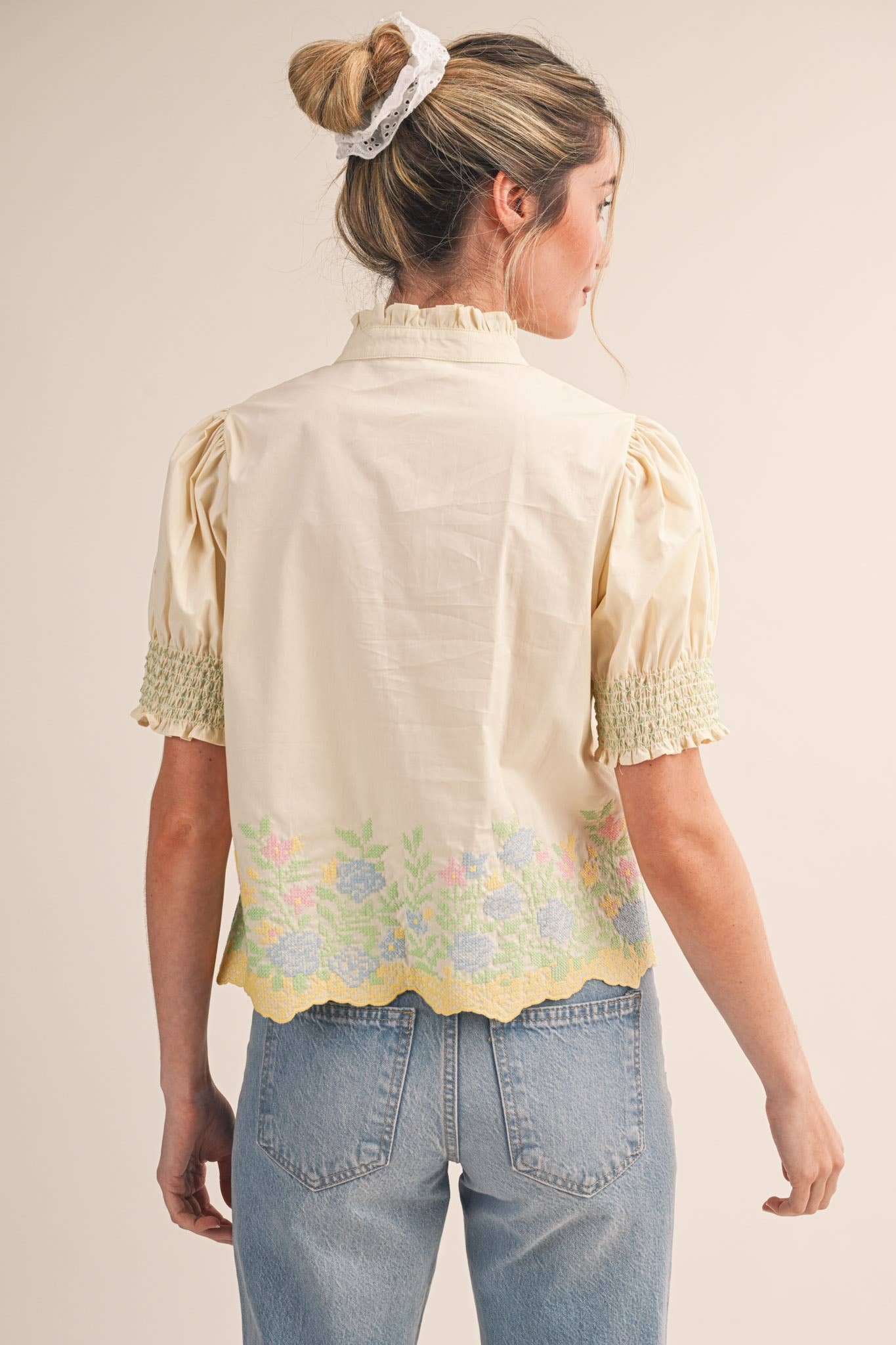Trinity Embroidered Puff Sleeve Top