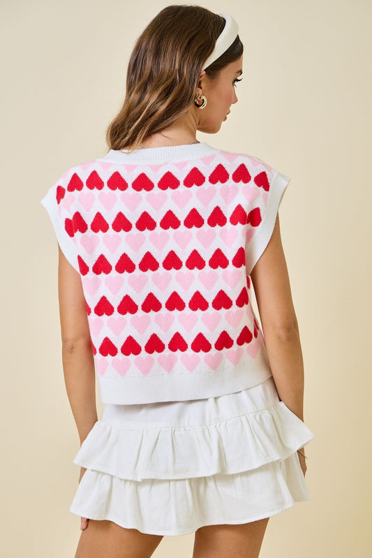 Heart Button Down Sweater Vest