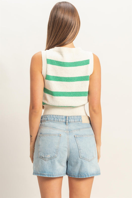 Striped Sleeveless V-Neck top