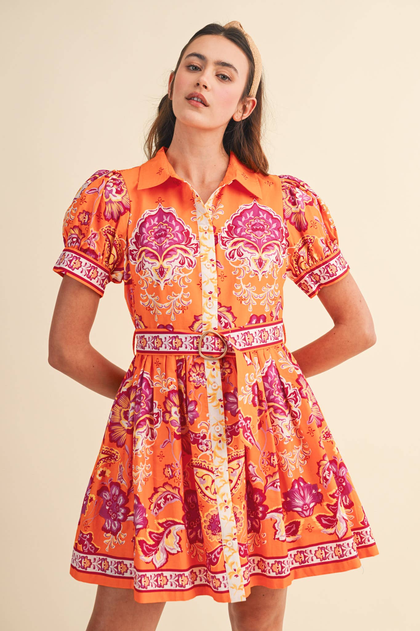 Remi Paisley Belted Dress