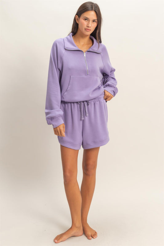 Half Zip Pullover & Shorts Set