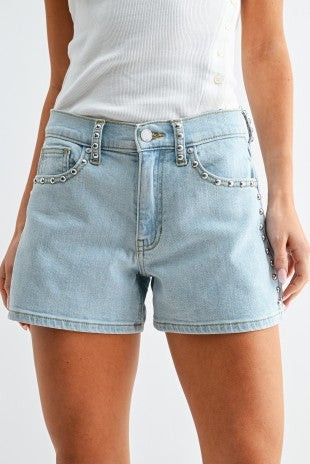 Studded Denim Shorts