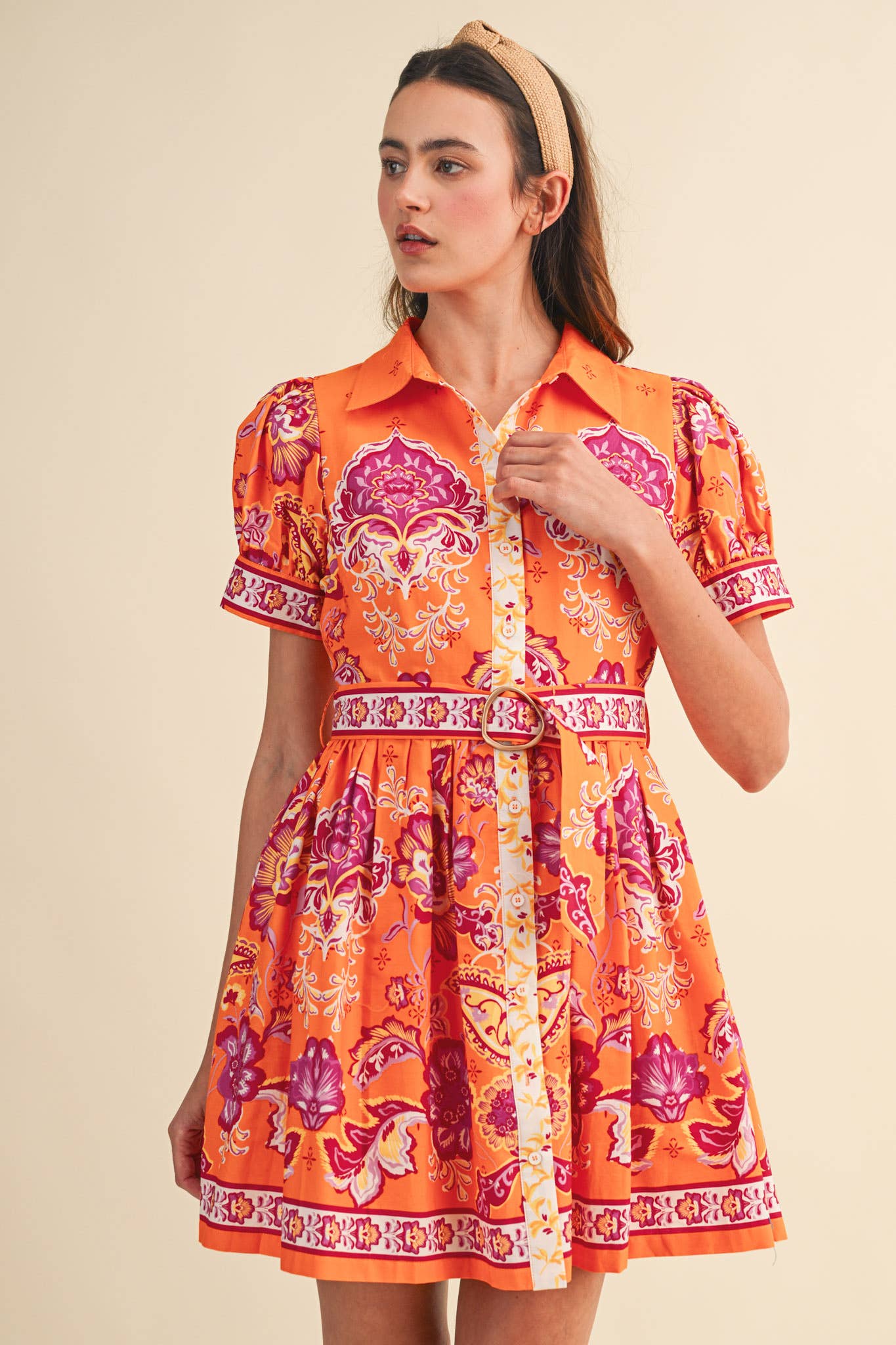 Remi Paisley Belted Dress