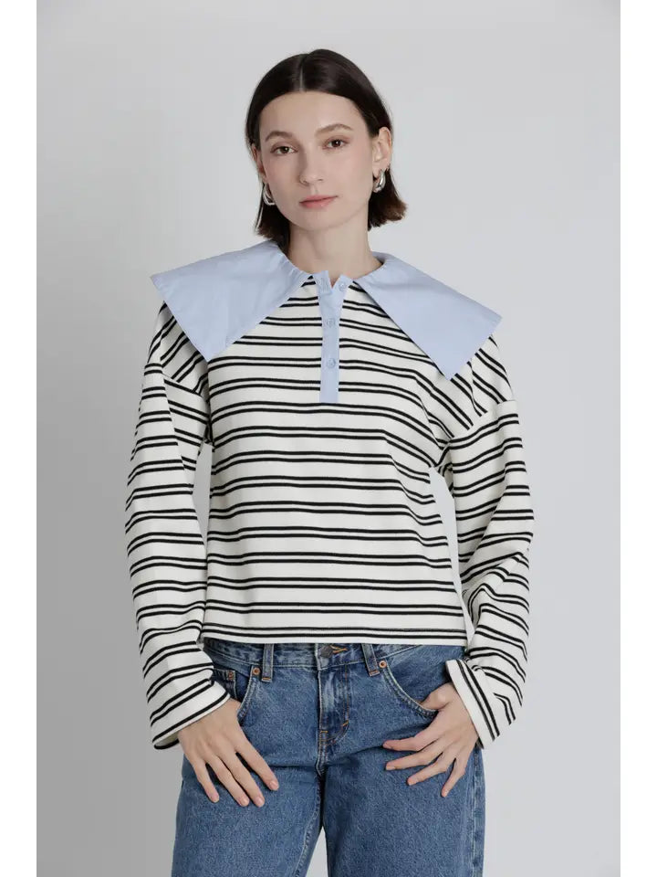Ona Oversized Collar Polo Shirt