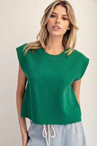 Round Neck Cap Sleeve Sweater