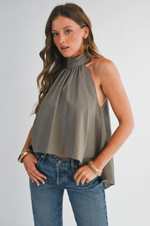 High Neck Flowy Halter Top