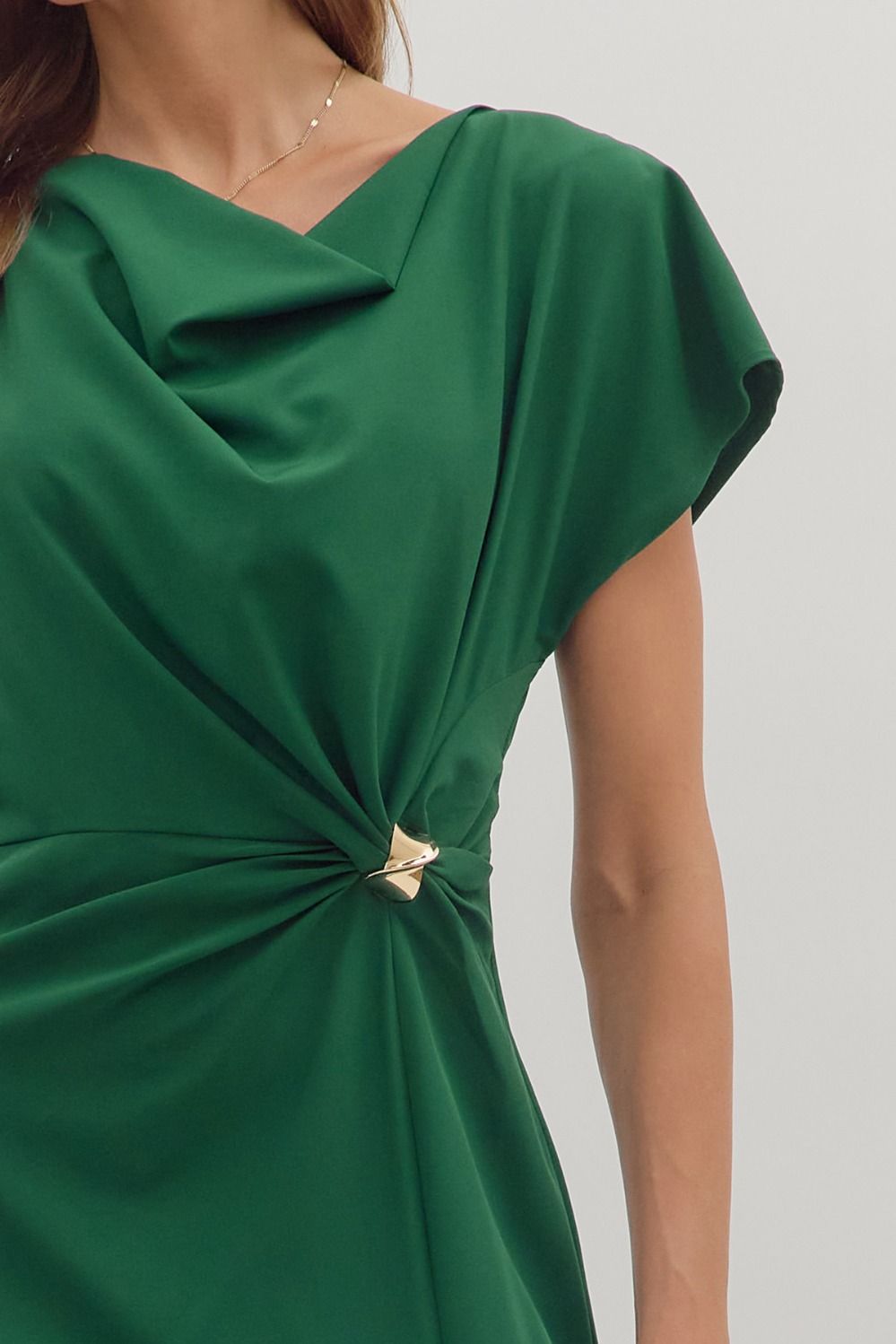 Draped Neck Midi Dress