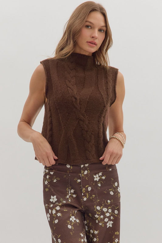 Cable Knit Mock Neck Sweater