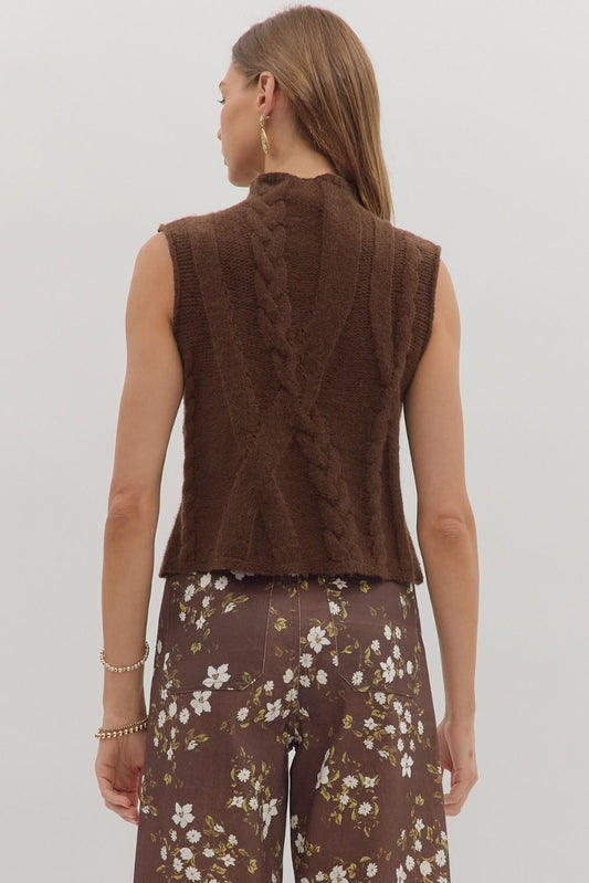 Cable Knit Mock Neck Sweater