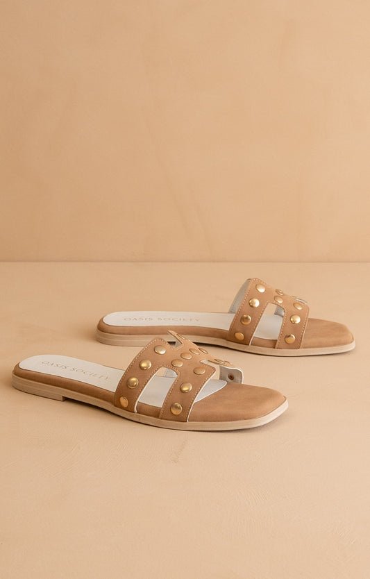 Evelynne Studded H-Band Slides