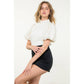 Mixed Media Puff Sleeve Top
